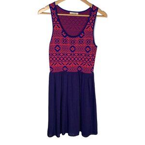 Skies Are Blue Petite MP Red Blue Boho Mini Dress